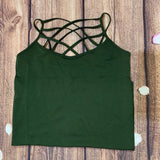 Color Seamless Strappy Caged Stretch Cami Top