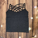 Color Seamless Strappy Caged Stretch Cami Top
