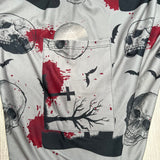 Spooky Graveyard Skull Print Gray Leggings w/ Pocket