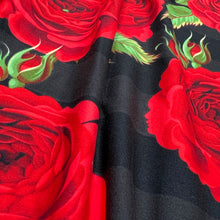Vivid Red Roses Black Stripe Soft Leggings