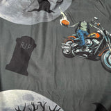 Halloween Headless Horseman Motorcycle Print Leggings with Pocket in Waist Band