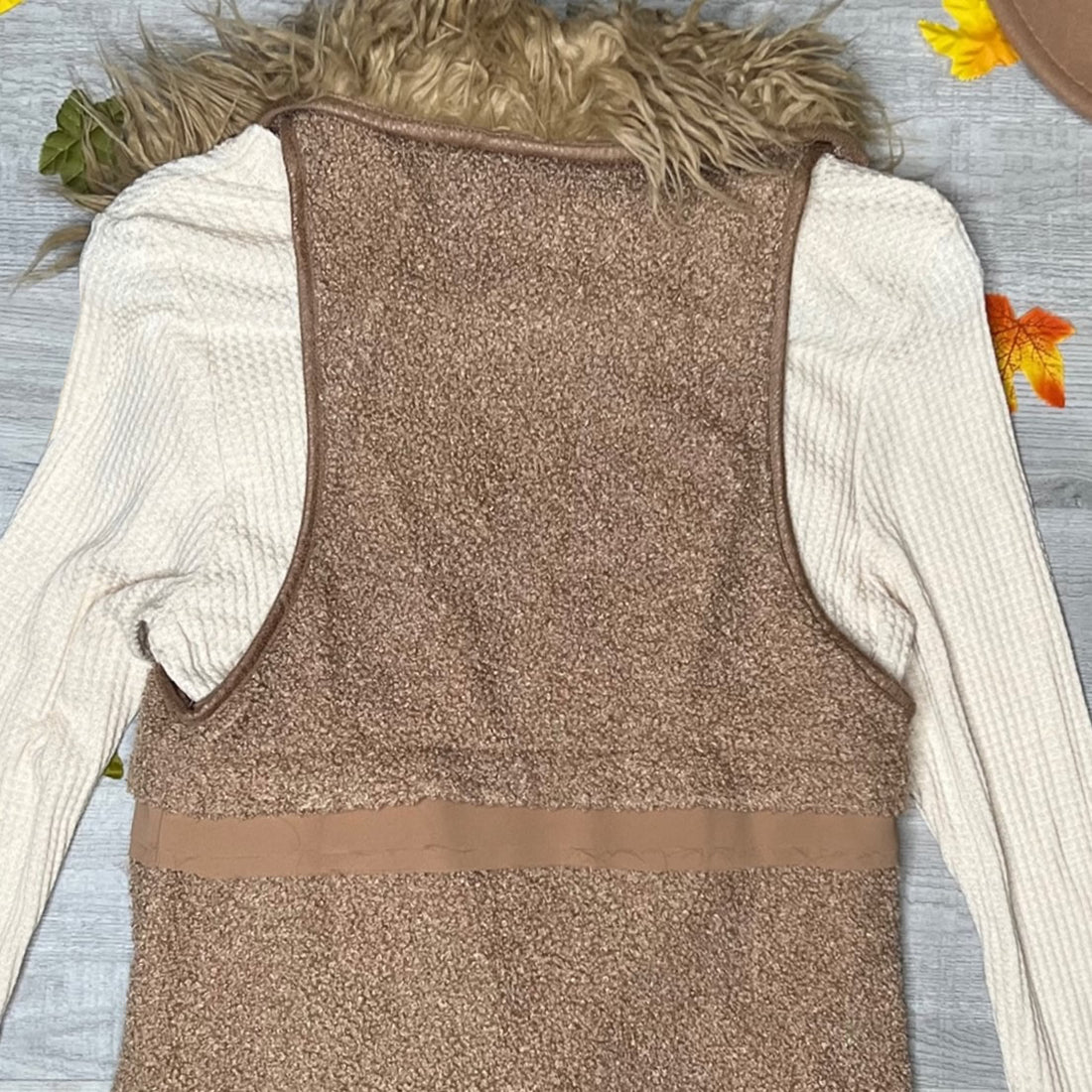 Faux Mongolian Fur Trimmed Sherpa Vest