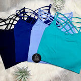 Color Seamless Strappy Caged Stretch Cami Top