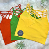 Color Seamless Strappy Caged Stretch Cami Top