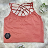 Color Seamless Strappy Caged Stretch Cami Top