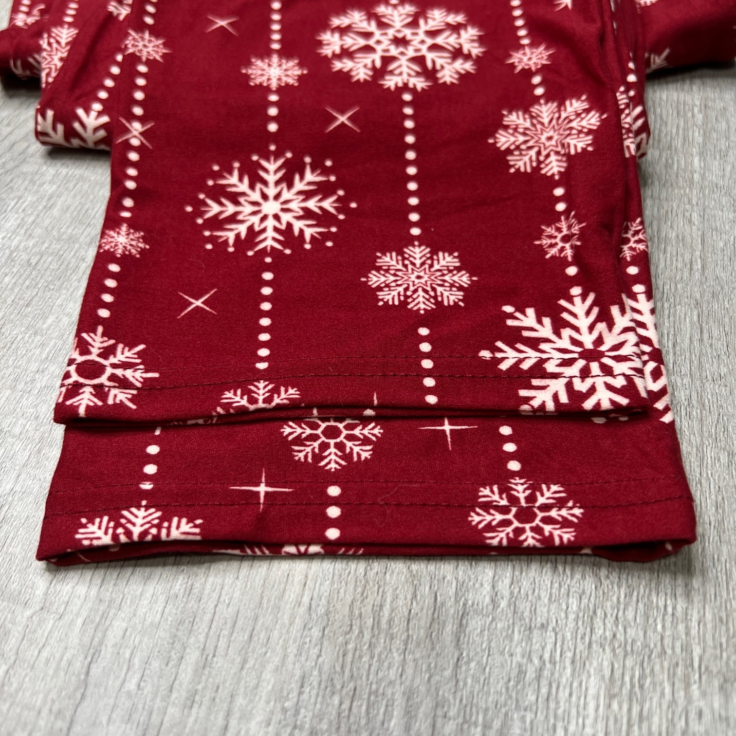 Red Pinstripe Snowflake Print Soft Leggings