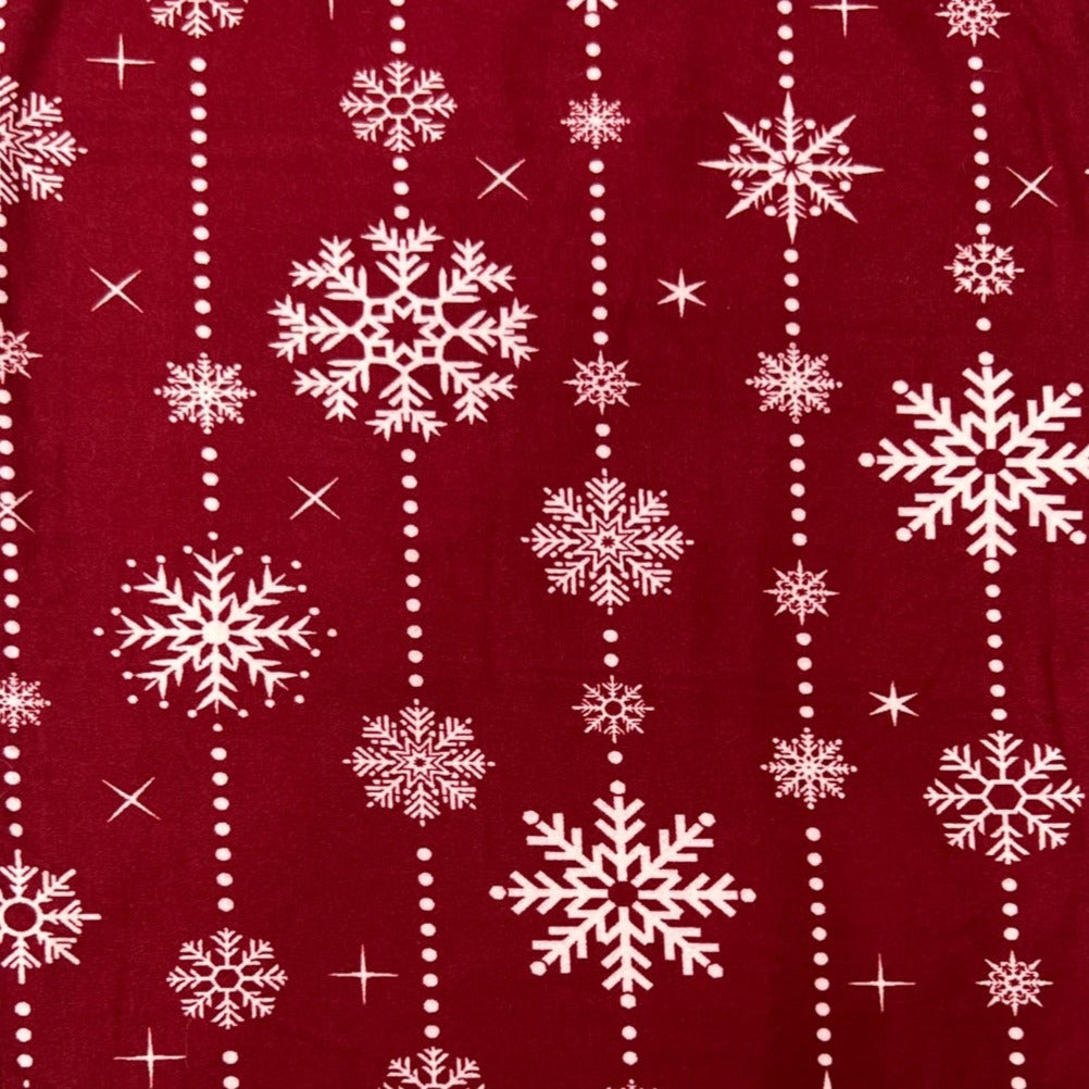 Red Pinstripe Snowflake Print Soft Leggings
