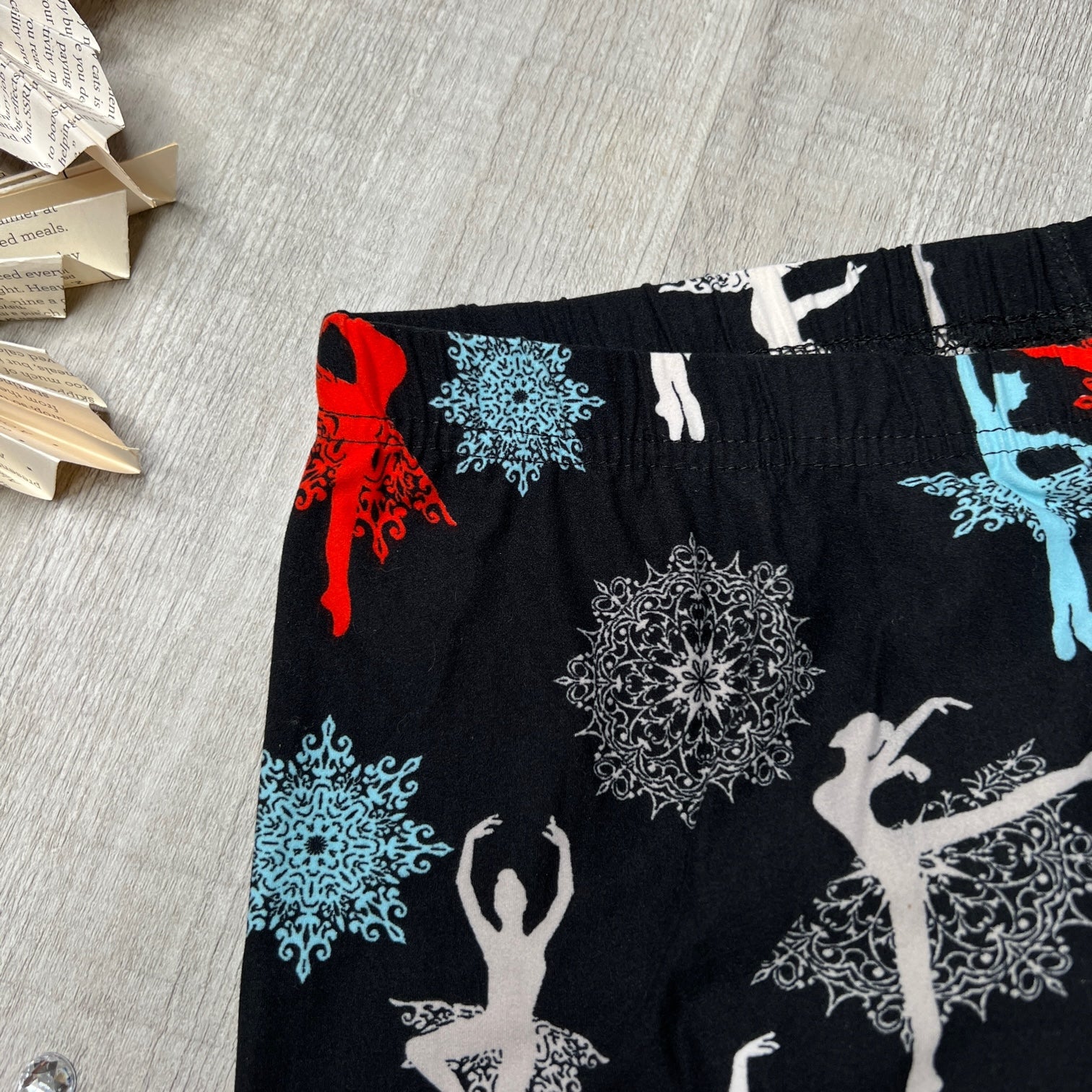 Sugar Plum Fairy Snowflake Ballerina Print Soft Leggings