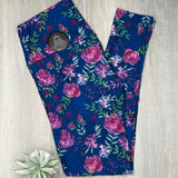 Roses on Navy Print Pocket Leggings