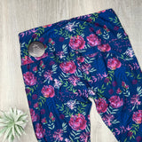 Roses on Navy Print Pocket Leggings
