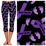 Purple Ribbon Foot Prints Soft Leggings