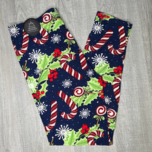 Holly and Candy Canes Print Soft Leggings