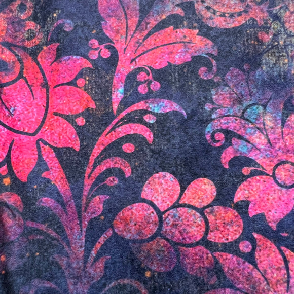 Vivid Ombre Magenta Orange Purple Floral Damask Print Soft Stretchy Leggings