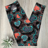 Paint Splatter Heart Print Soft Leggings