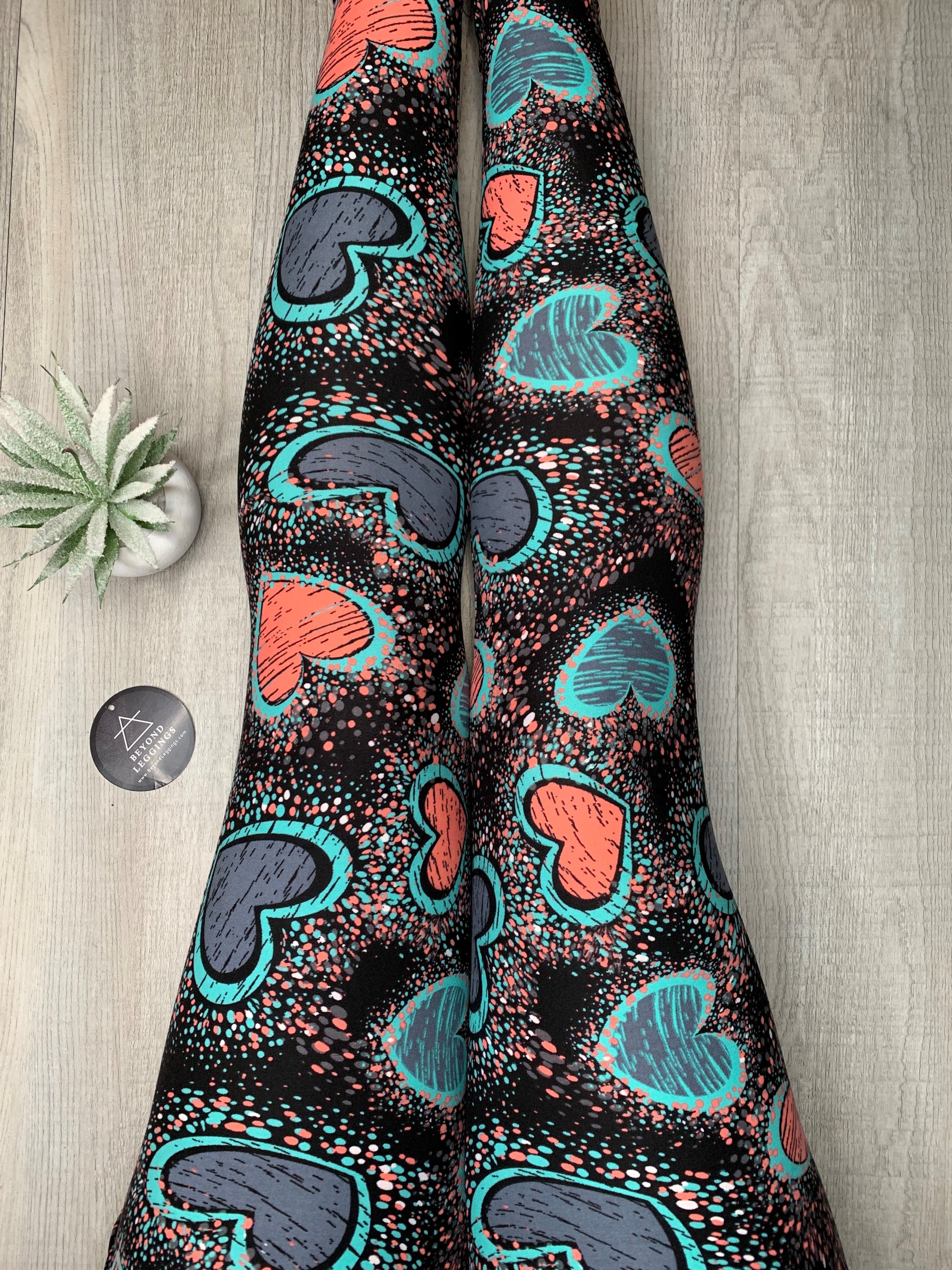 Paint Splatter Heart Print Soft Leggings