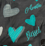 Teal Blessed Auntie Heart Leggings – Soft and Comforting High-Waisted