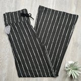 Pinstripe - High Waisted Wide Leg Hybrid Leggings/Pants w/ Pockets