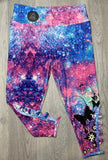 Galaxy Butterfly Side Criss Cross Cutout Capri Soft Leggings