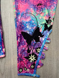 Galaxy Butterfly Side Criss Cross Cutout Capri Soft Leggings