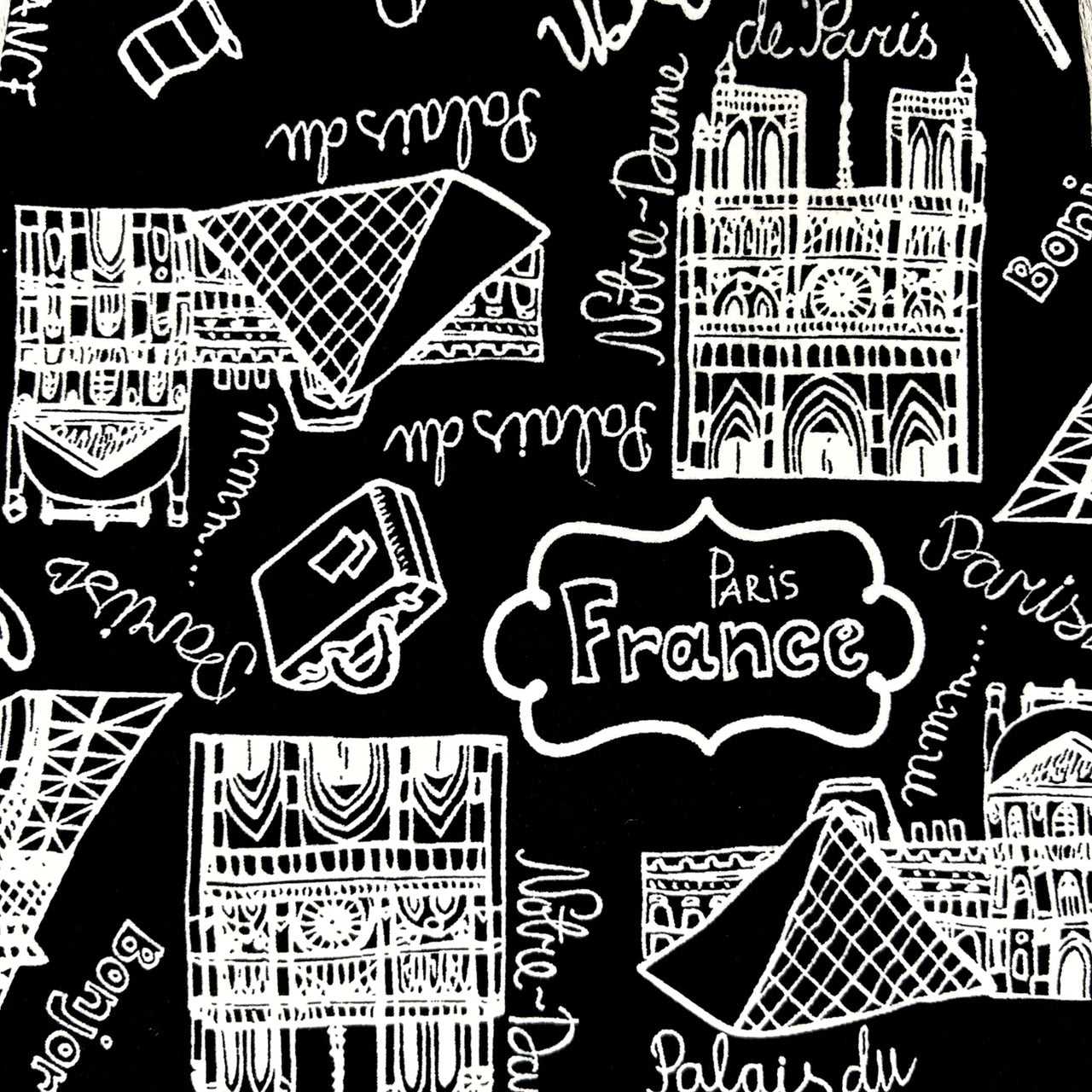 Paris France Print Black Leggings