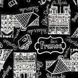 Paris France Print Black Leggings