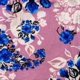 Dusty Rose Bright Blue Floral Print Soft Leggings