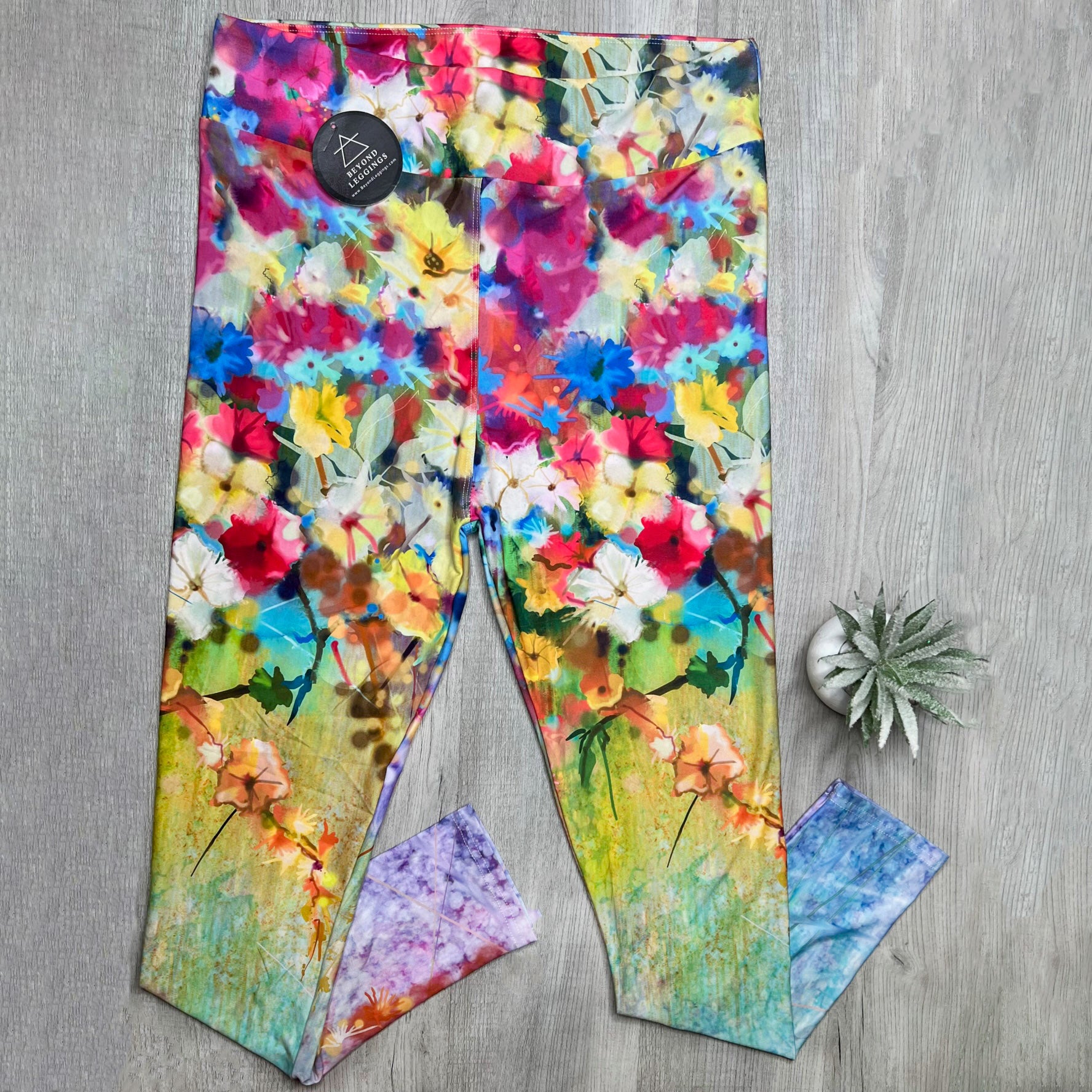 Stunning Floral Oil Painting Print Soft Leggings