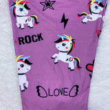 Punky Unicorn Print Pink Leggings - Adult & Kids Sizes, Fun and Colorful Design