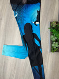 Salem Witch & Cat in Moonlight Print Ombre Blue Leggings