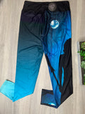 Salem Witch & Cat in Moonlight Print Ombre Blue Leggings