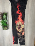 Hell Fire Ghost Rider Skull Print Leggings