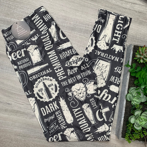 Craft Beer Hops Print Gray Soft Stretchy Leggings
