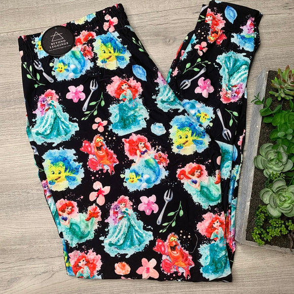 Little Mermaid Print Kids Joggers w/ Pockets