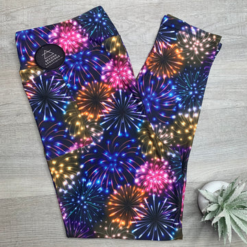 Neon Fireworks Soft Leggings w/ Pockets