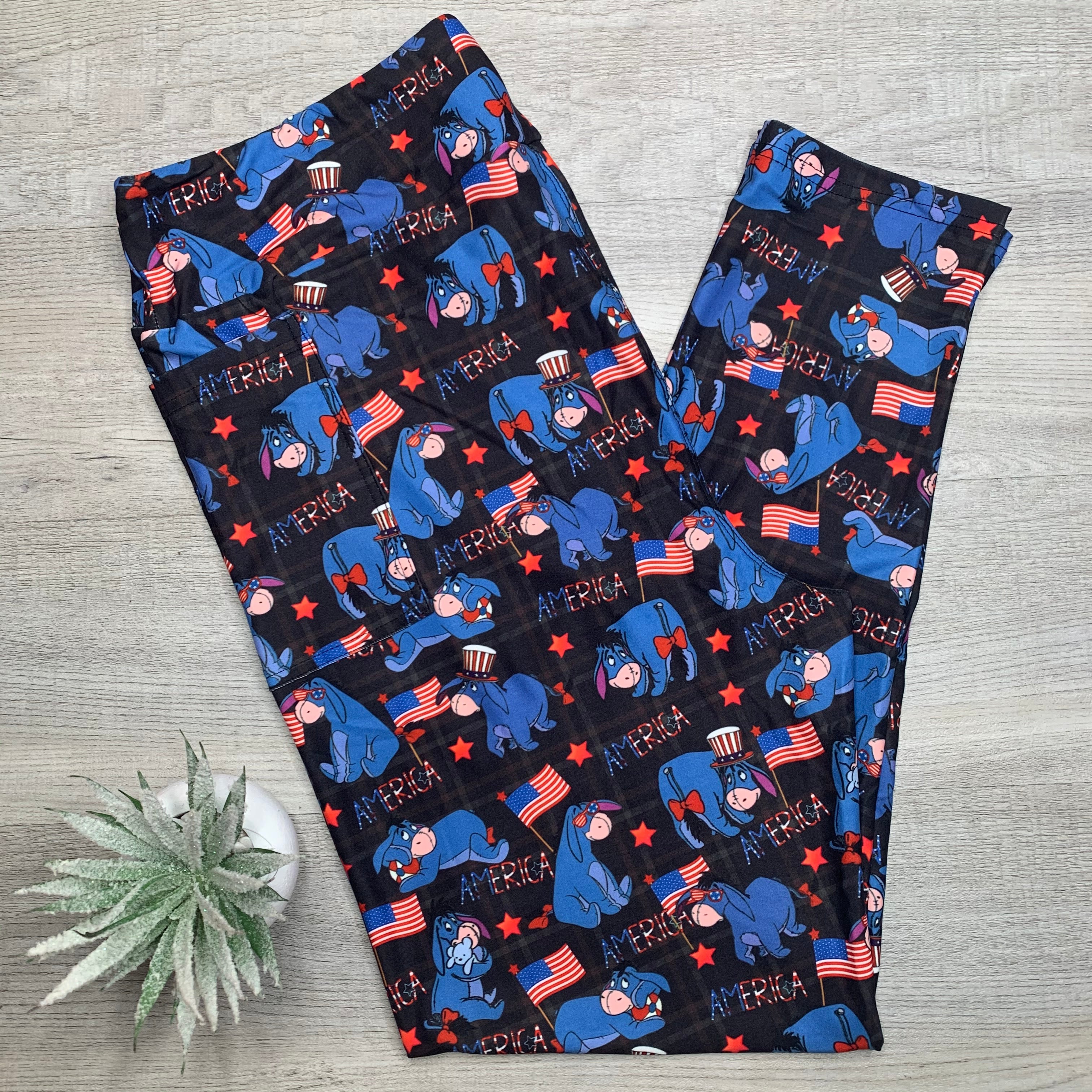 4th Of July Donkey Soft Capri Leggings w/ Pockets