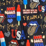 4th of July Fireworks Party Print Capri Soft Leggings w/ Pockets