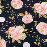 Blush Roses PRint Black Soft Leggings