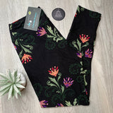 Floral Swirls Dark Soft Leggings