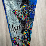 Vivid Butterfly Faith Hope Puzzle Piece Print Soft Leggings
