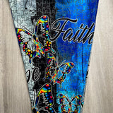 Vivid Butterfly Faith Hope Puzzle Piece Print Soft Leggings