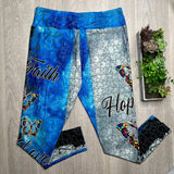 Vivid Butterfly Faith Hope Puzzle Piece Print Soft Leggings