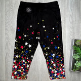 Falling Twinkle Star Print Capri Leggings w/ Pockets - Red White & Blue