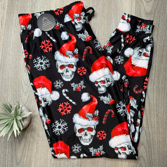 Santa Skulls Christmas Print Joggers