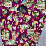 Gardening Gnome Print Capri Soft Magenta Pink Leggings w/ Pockets