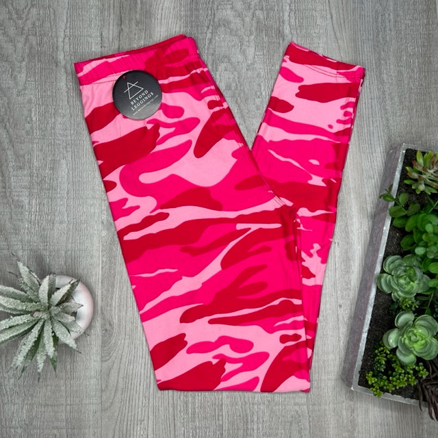 Hot Pink Camo Print Soft Leggings