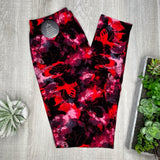 Magenta Pink & Black Butterfly Camo Tie Dye Leggings