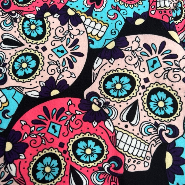 Pink & Blue Sugar Skull Soft Leggings