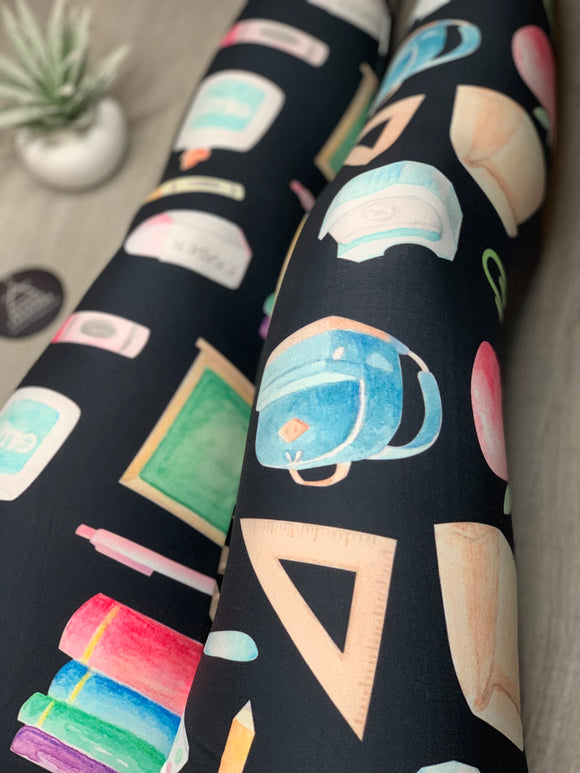School Supplies Teacher Student Print Leggings