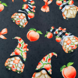 Gnomes And Peaches Print Black Leggings w/ Double Pockets