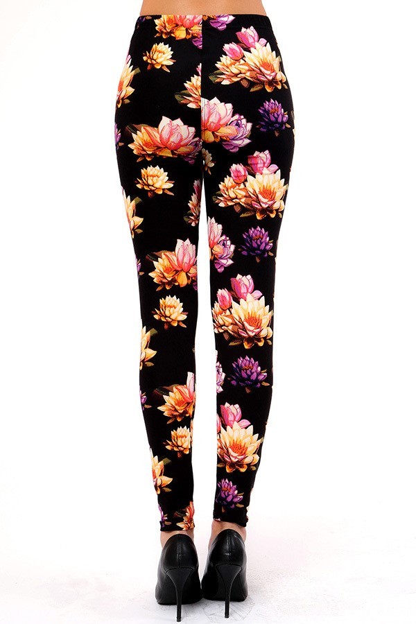 Lotus Flower Print Soft Leggings